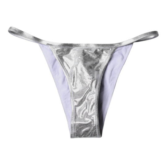 Parte inferior del bikini de poliéster plateado para playa