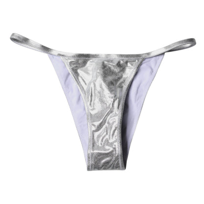 Parte inferior del bikini de poliéster plateado para playa