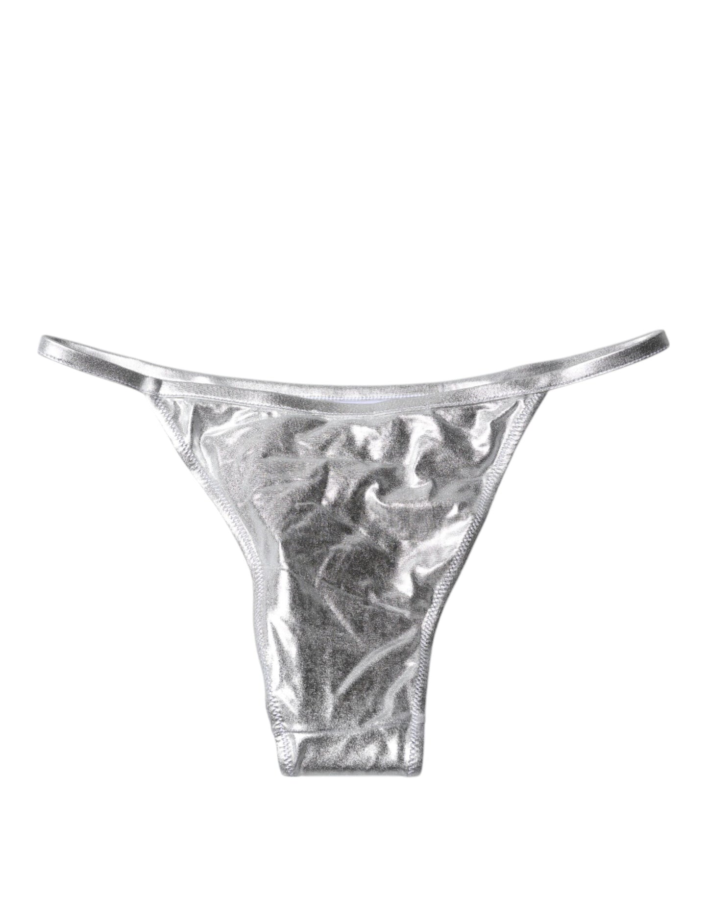 Parte inferior del bikini de poliéster plateado para playa