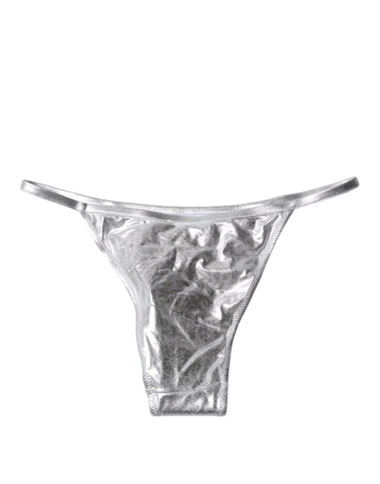 Parte inferior del bikini de poliéster plateado para playa