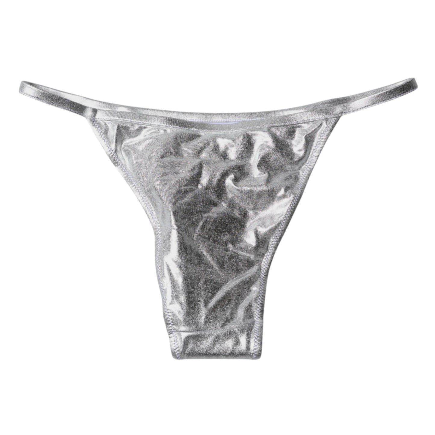 Parte inferior del bikini de poliéster plateado para playa