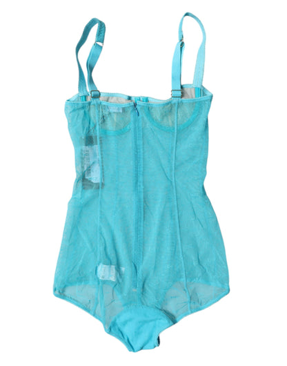 Body con sujetador balconette de tul azul