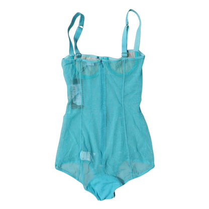 Body con sujetador balconette de tul azul