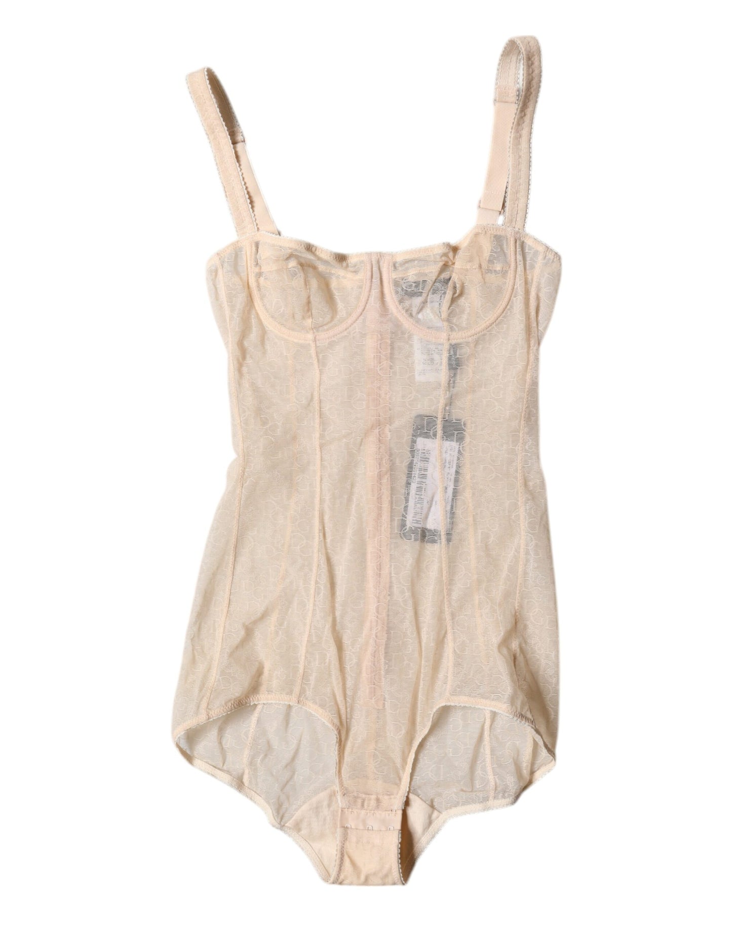 Body con sujetador balconette de tul beige