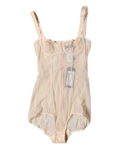 Body con sujetador balconette de tul beige