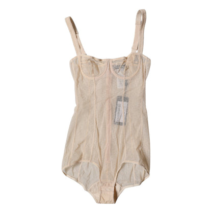 Body con sujetador balconette de tul beige