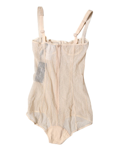 Body con sujetador balconette de tul beige