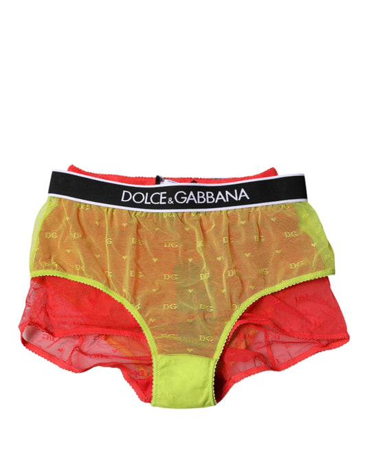 Braguita de tul rojo y amarillo de cintura media
