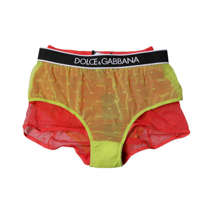 Braguita de tul rojo y amarillo de cintura media