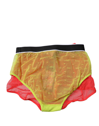 Braguita de tul rojo y amarillo de cintura media