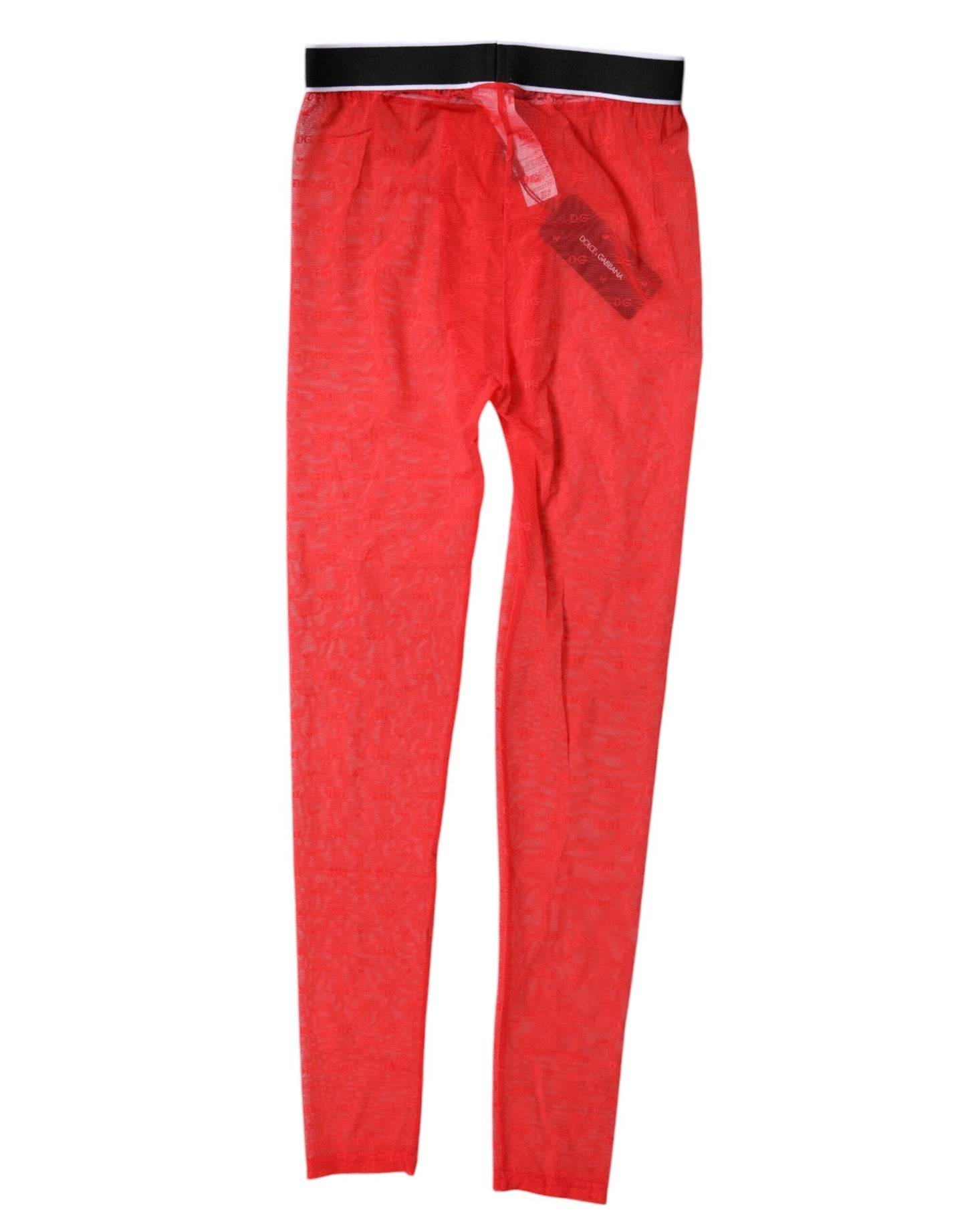 Lencería de encaje con logo rojo, pantalones ajustados, ropa interior