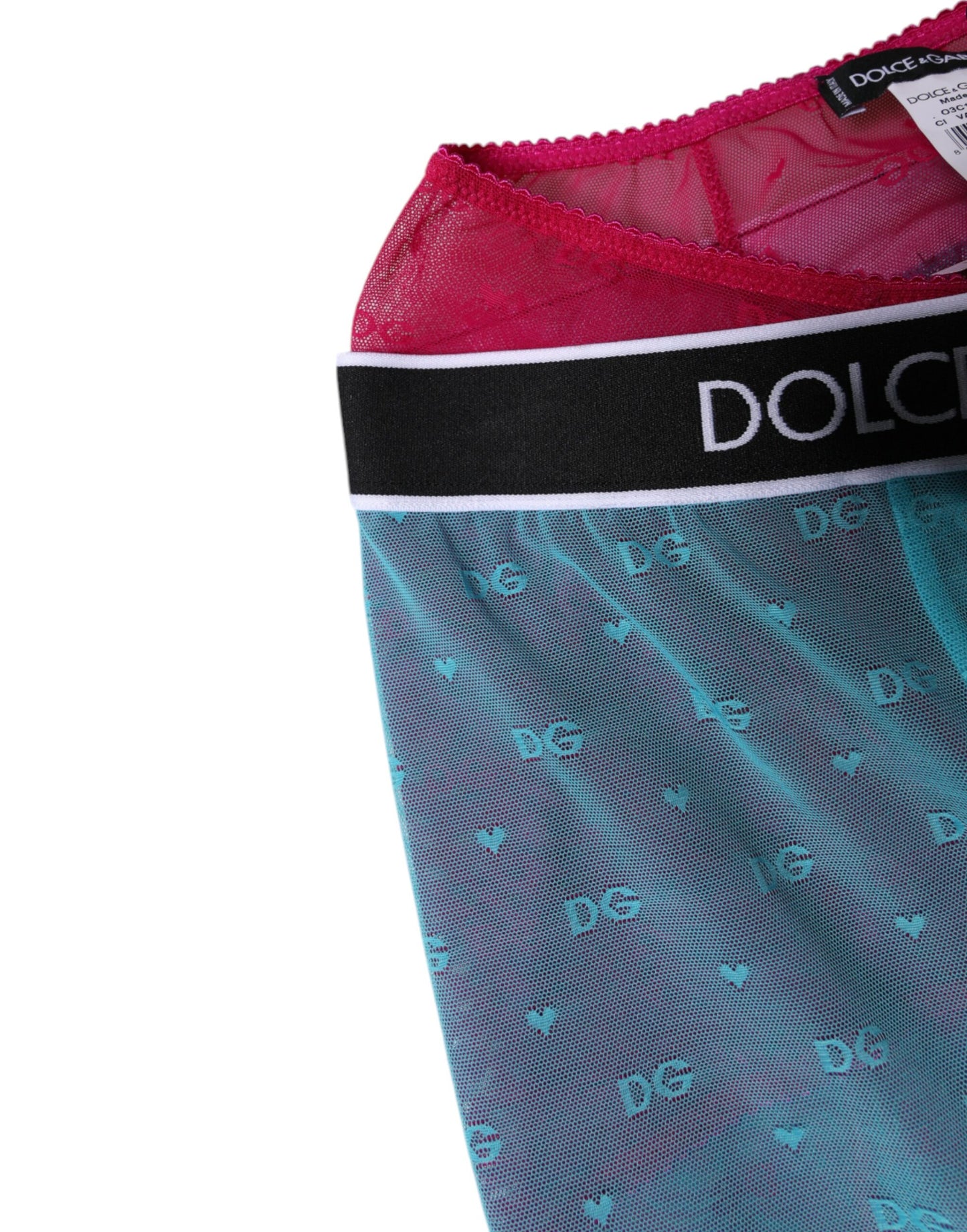 Lencería corta con logo azul fucsia