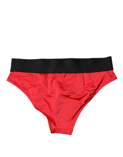 Braguita de cintura media elástica de nailon rojo