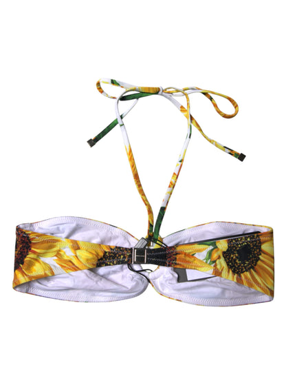 Traje de baño de bikini con cuello halter y estampado floral multicolor