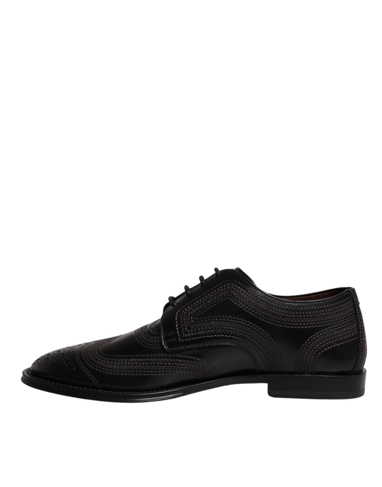 Zapatos de vestir Derby clásicos de cuero con bordado negro