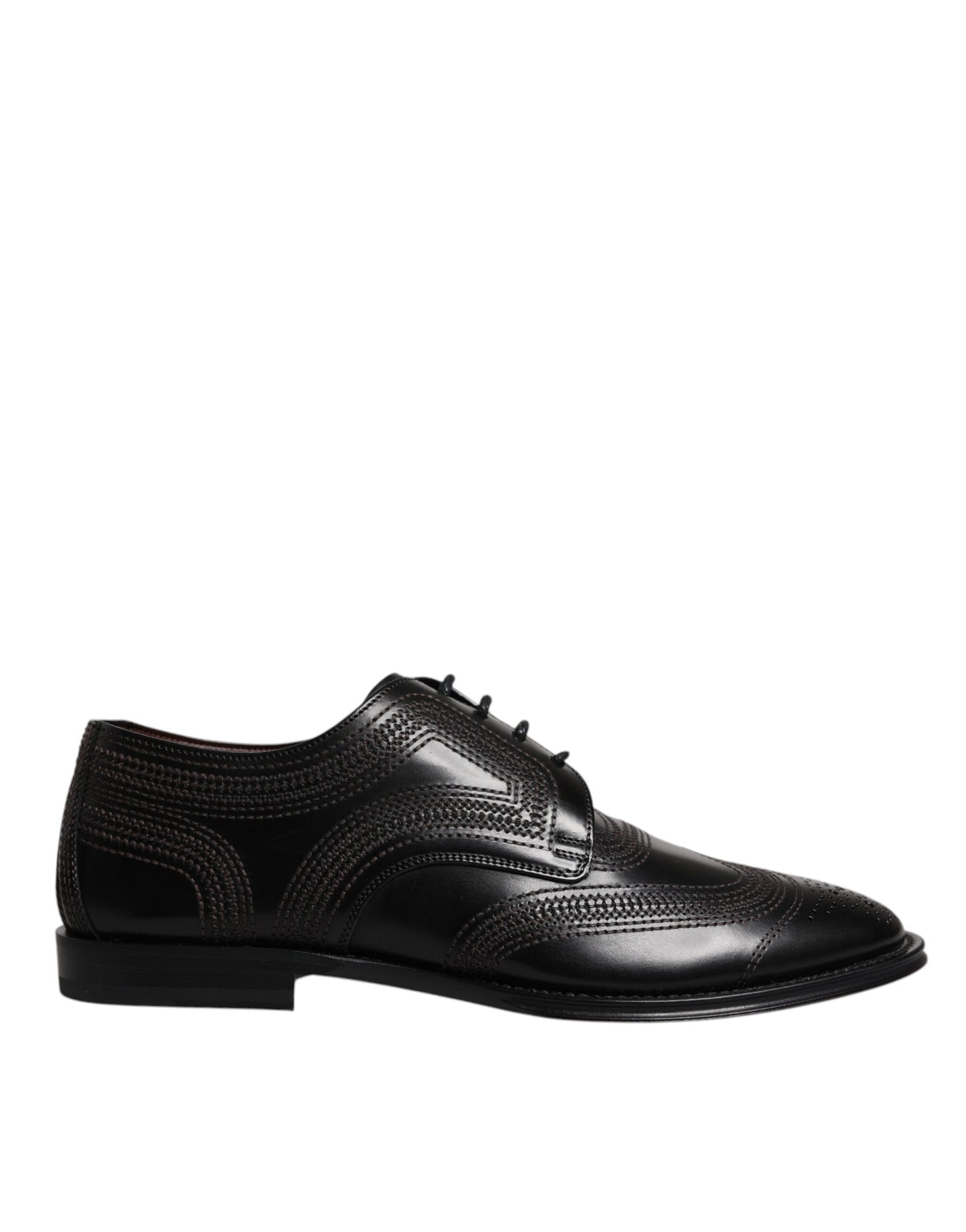 Zapatos de vestir Derby clásicos de cuero con bordado negro