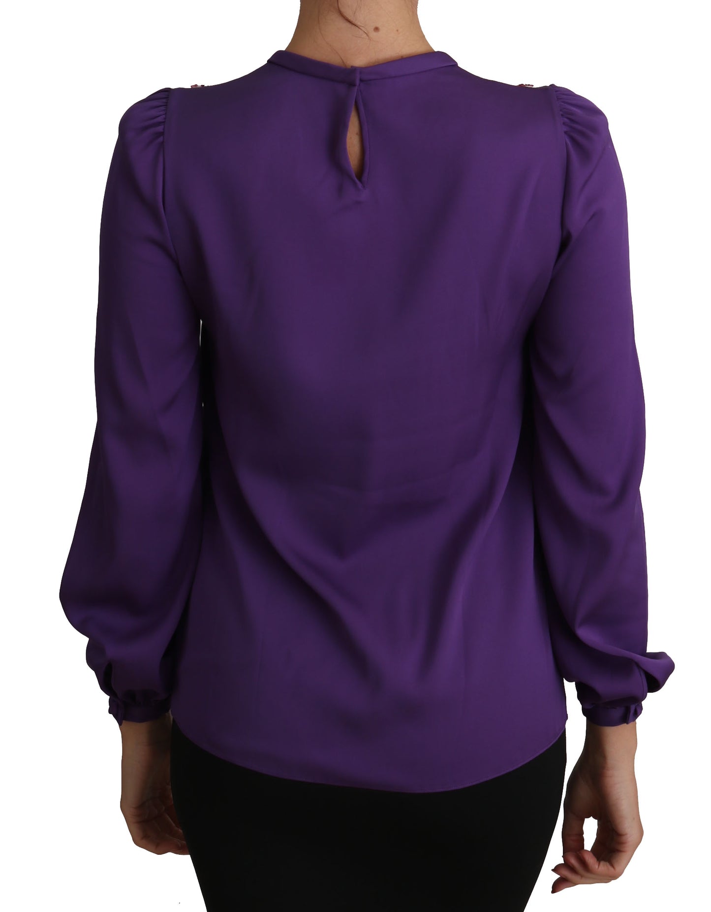 Blusa de seda morada encantada con cristales