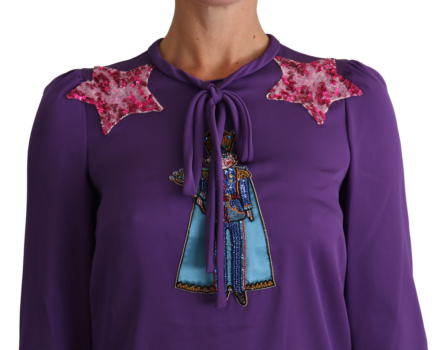 Blusa de seda morada encantada con cristales