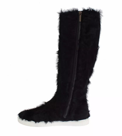 Botas de piel de cordero Xiangao negras