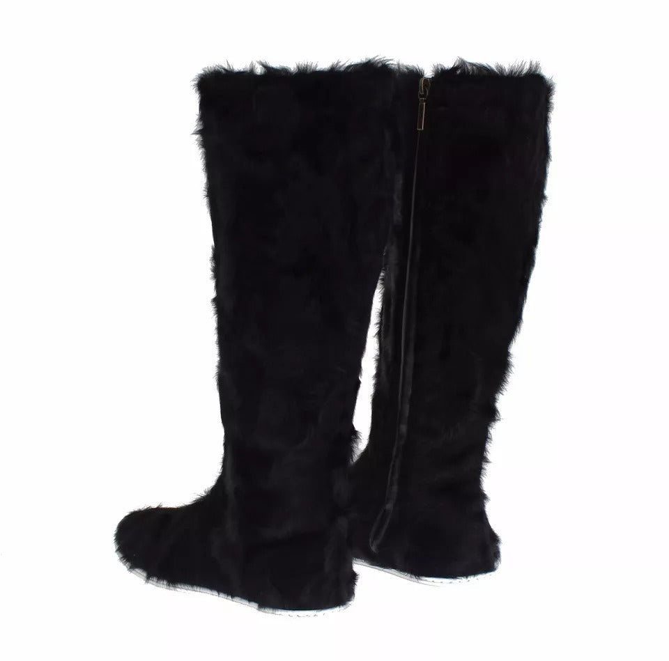 Botas de piel de cordero Xiangao negras