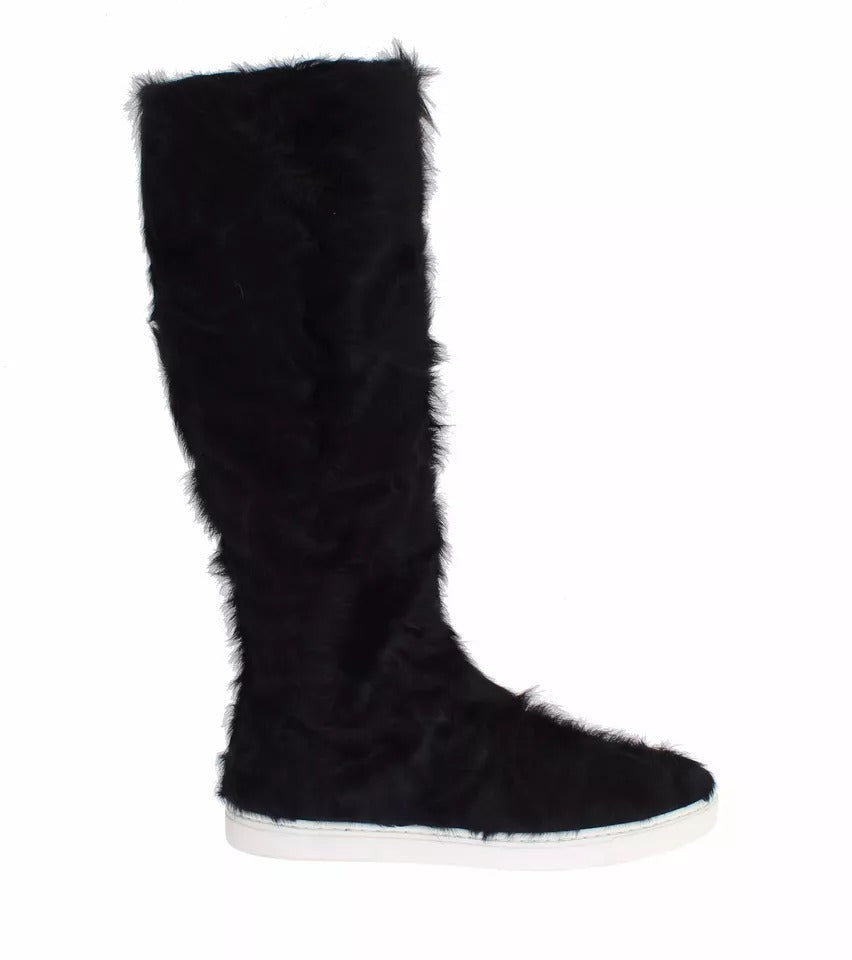 Botas de piel de cordero Xiangao negras