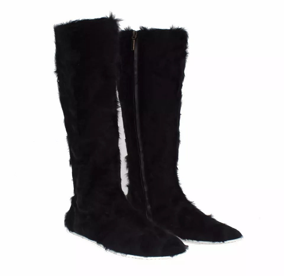 Botas de piel de cordero Xiangao negras