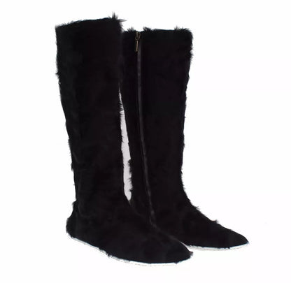 Botas de piel de cordero Xiangao negras