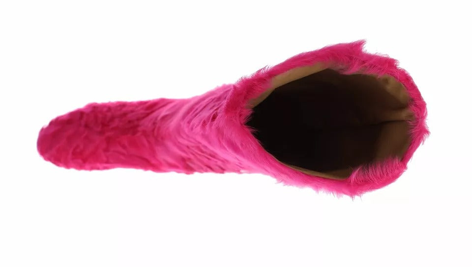 Botas planas de piel de cordero rosa