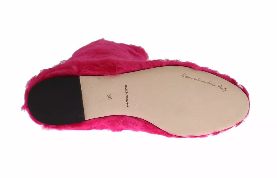 Botas planas de piel de cordero rosa