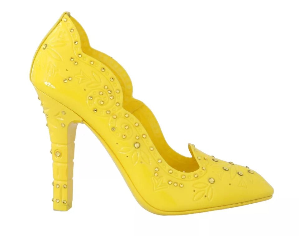 Zapatos de CENICIENTA con tacones de cristal amarillo