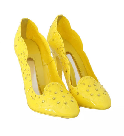 Zapatos de CENICIENTA con tacones de cristal amarillo