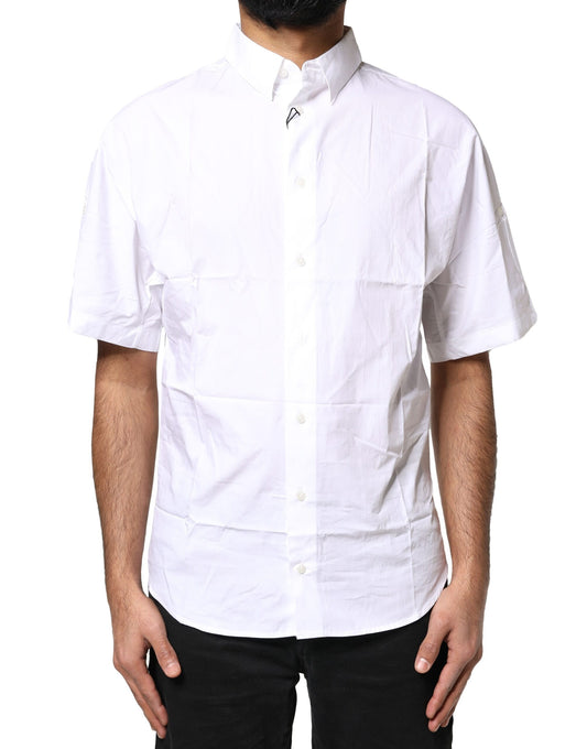 Polo informal de algodón blanco con botones para hombre