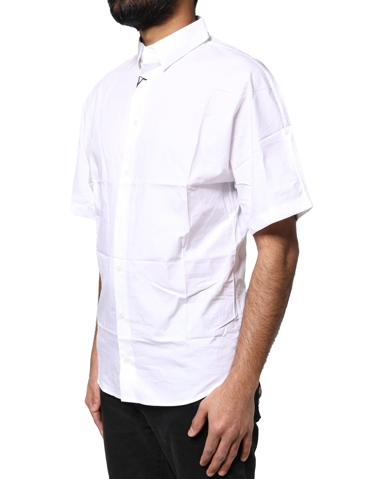 Polo informal de algodón blanco con botones para hombre