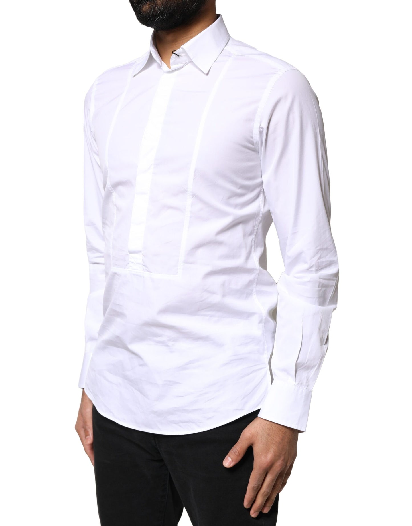 Camisa formal de manga larga de algodón blanco