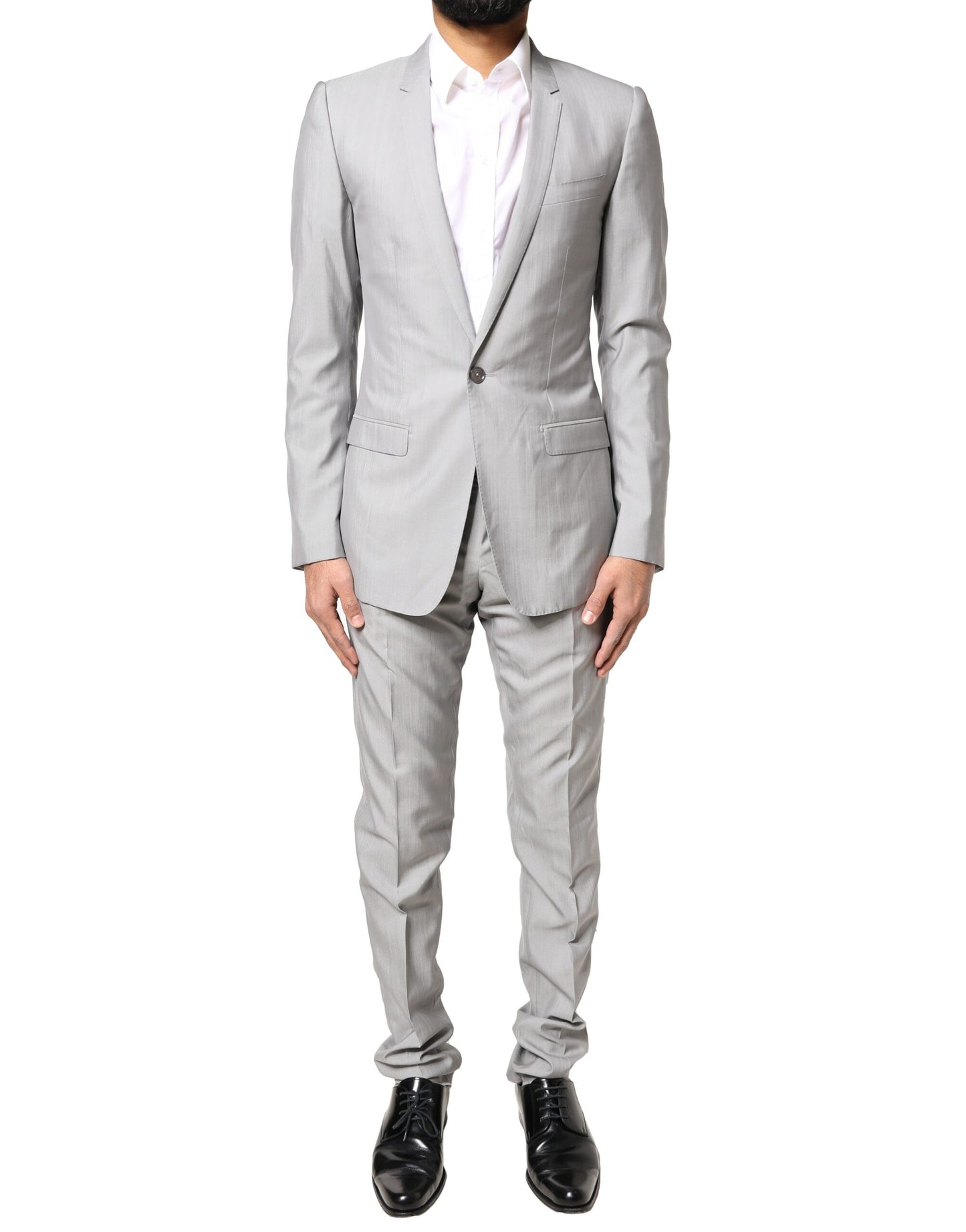 Traje formal de 2 piezas de lana gris claro dorado
