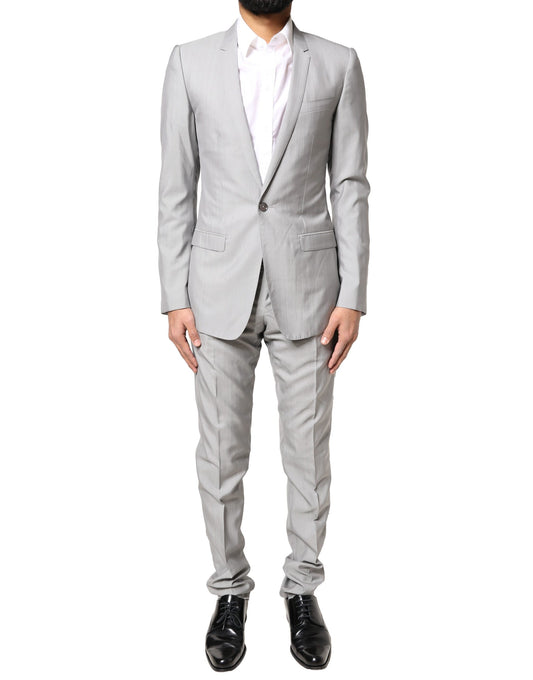 Traje formal de 2 piezas de lana gris claro dorado