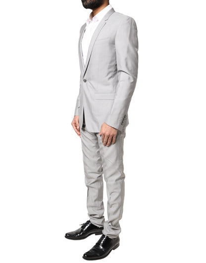 Traje formal de 2 piezas de lana gris claro dorado