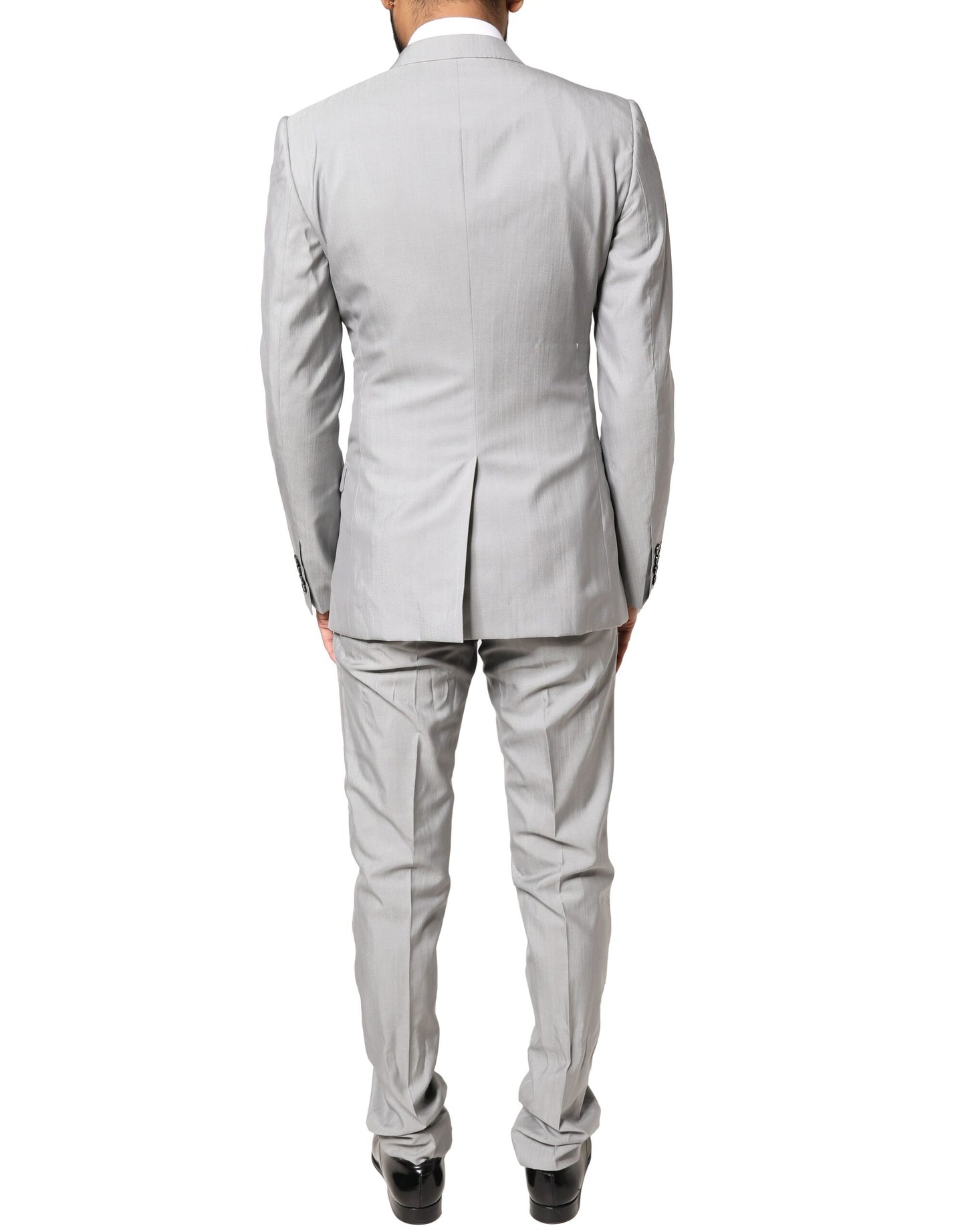 Traje formal de 2 piezas de lana gris claro dorado