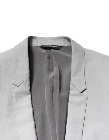 Traje formal de 2 piezas de lana gris claro dorado