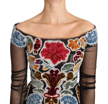 Elegante blusa de manga larga con apliques florales