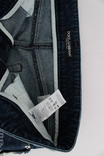 Pantalones cortos vaqueros chic con patchwork azul