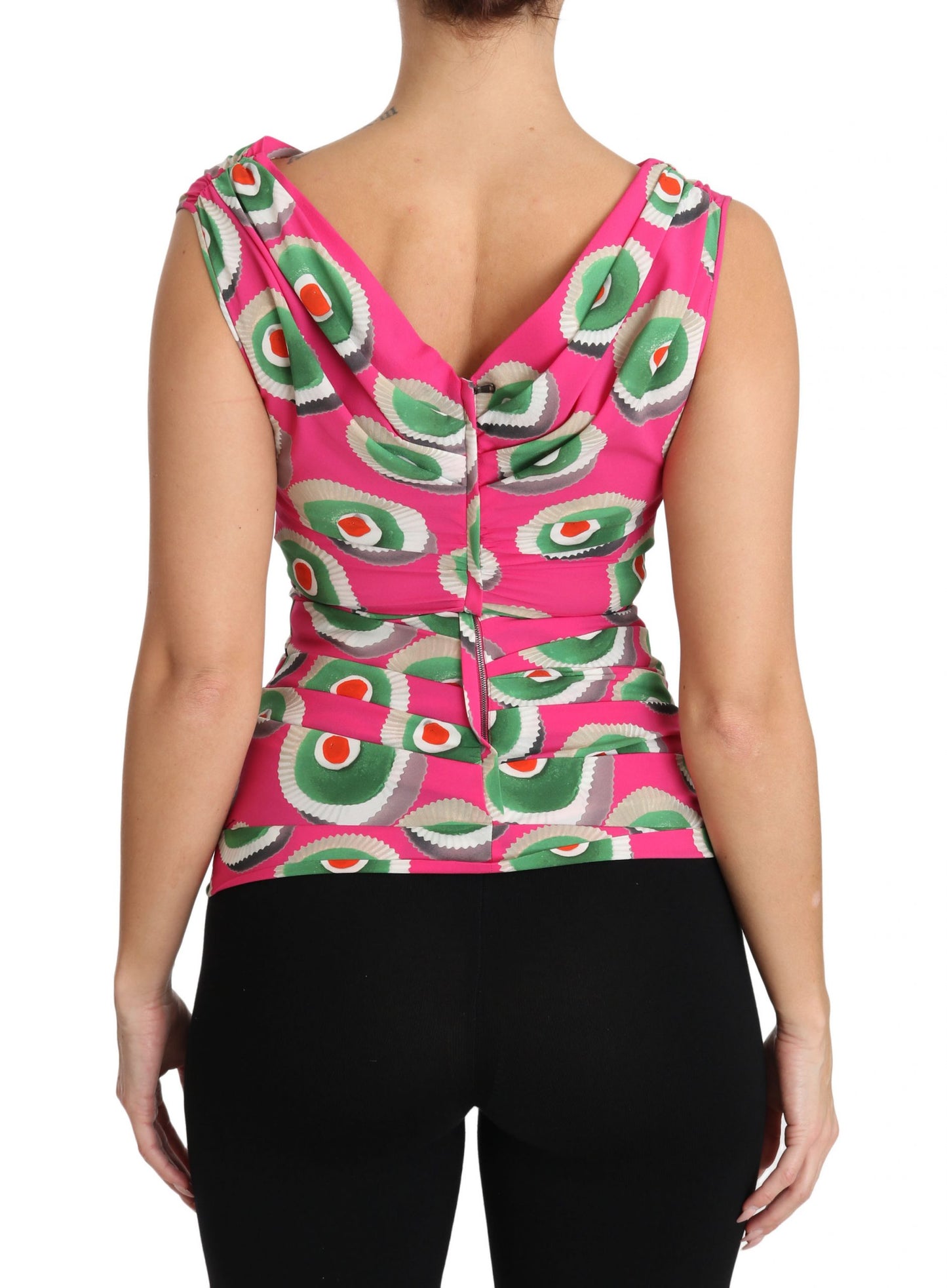 Top de seda sin mangas con estampado de pastel siciliano