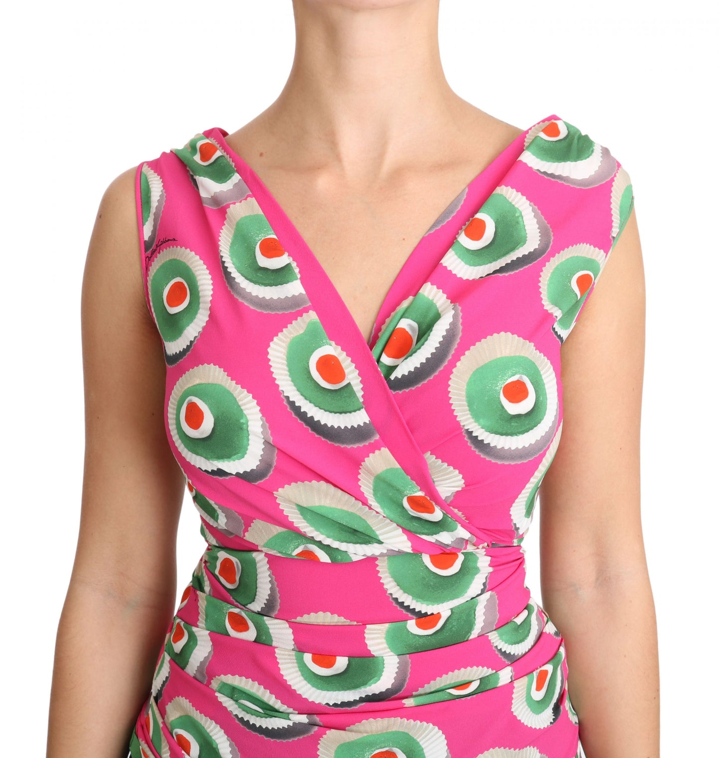 Top de seda sin mangas con estampado de pastel siciliano