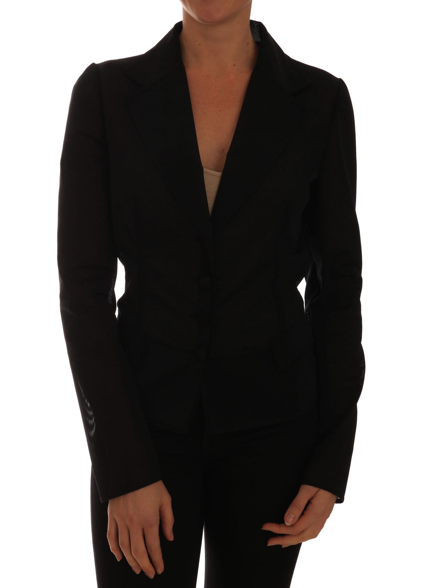 Blazer de nailon verde oscuro semitransparente