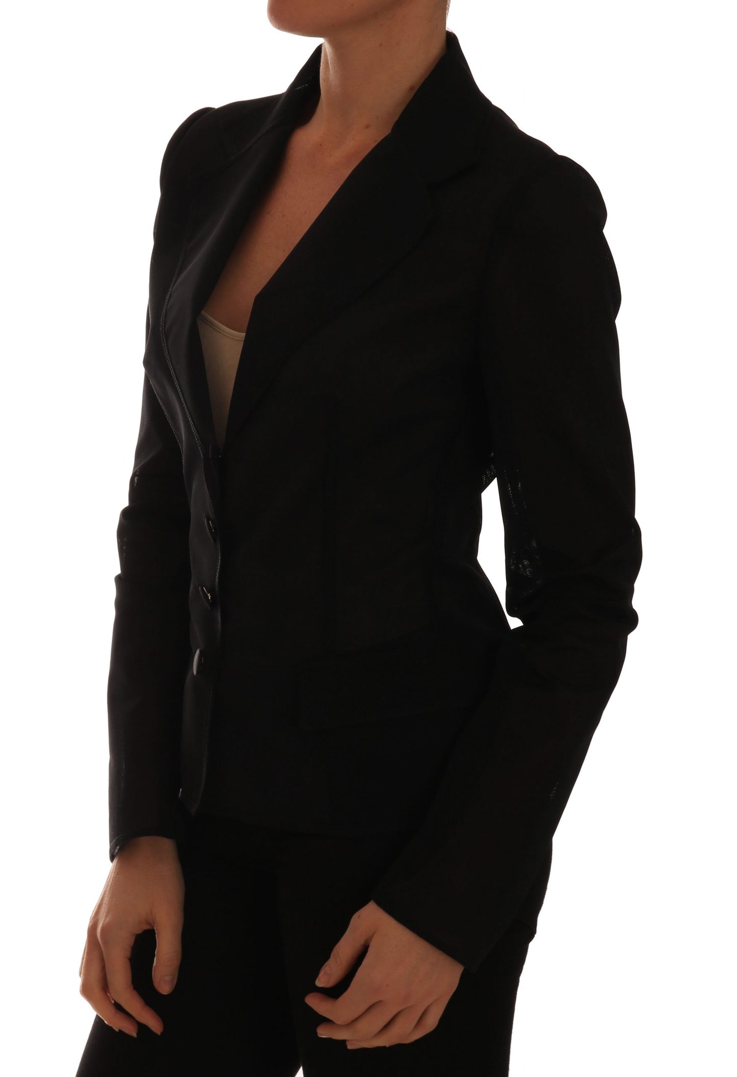 Blazer de nailon verde oscuro semitransparente