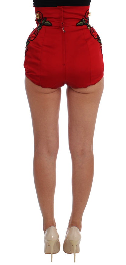 Mini shorts bordados con rosa siciliana encantada