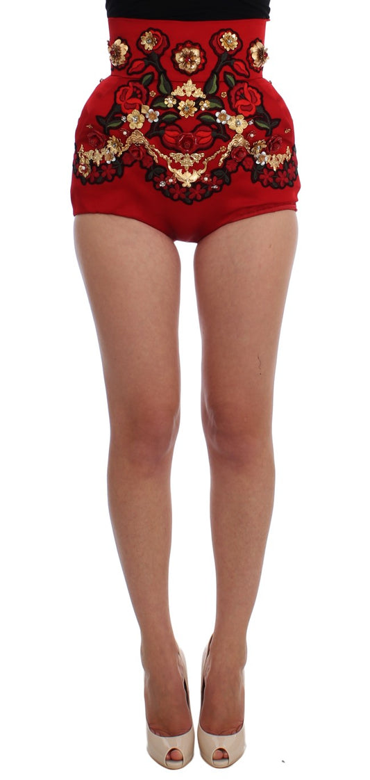 Mini shorts bordados con rosa siciliana encantada