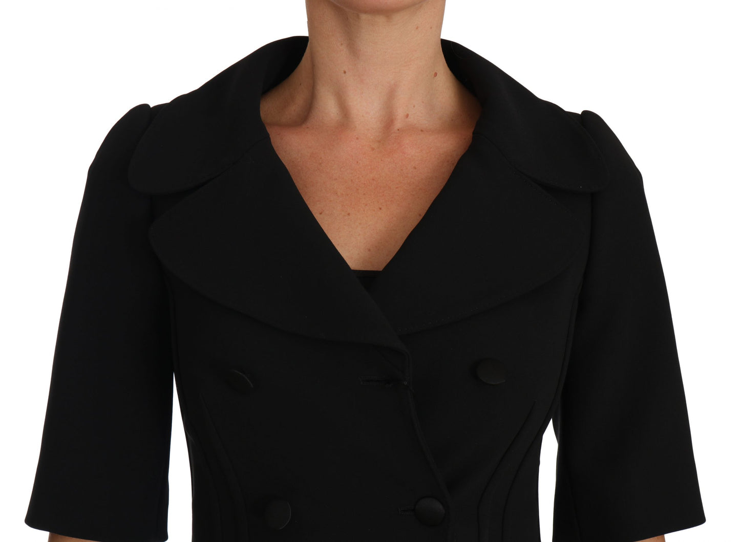 Elegante blazer negro corto de lana