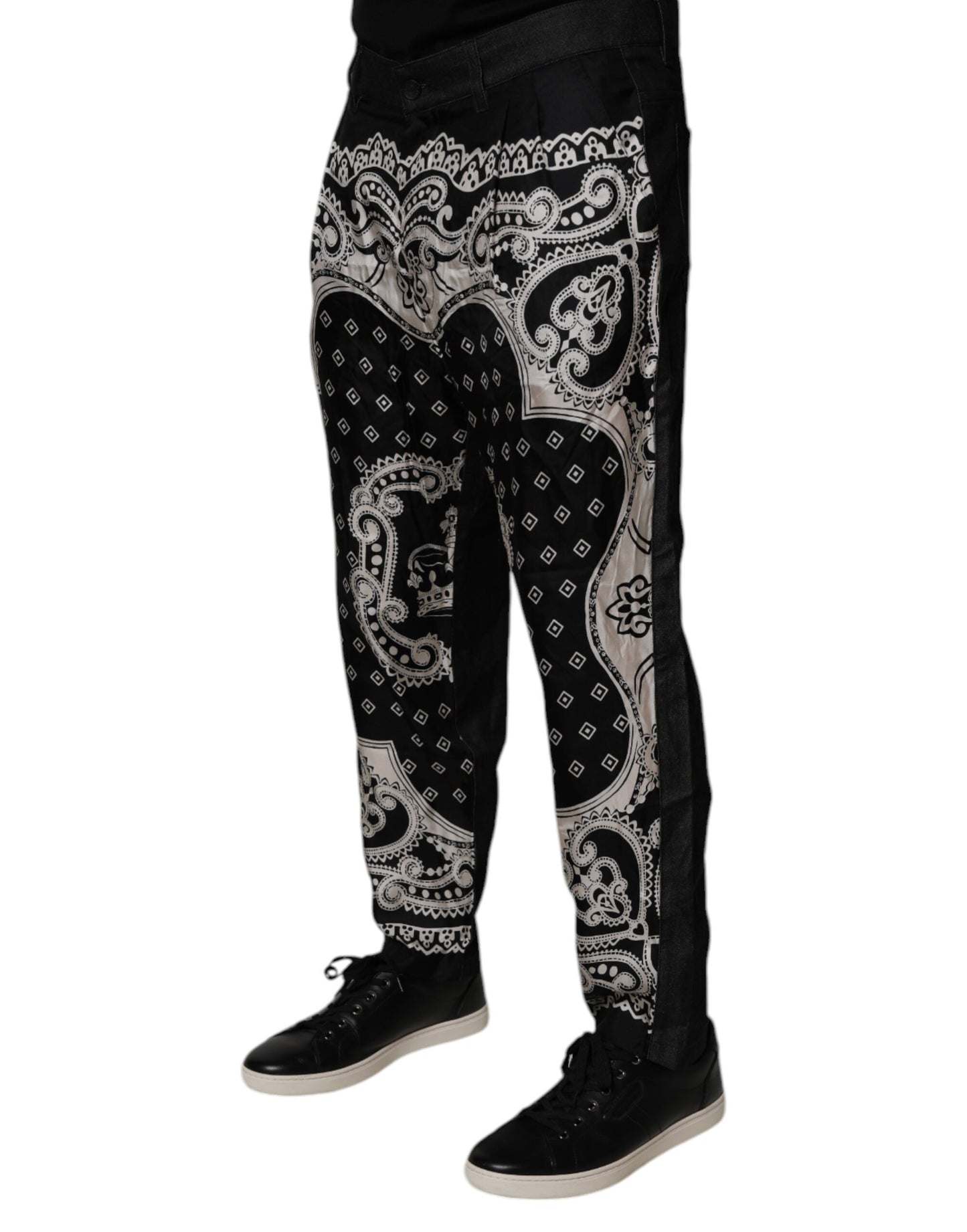 Black Bandana Cotton Skinny Denim Jeans