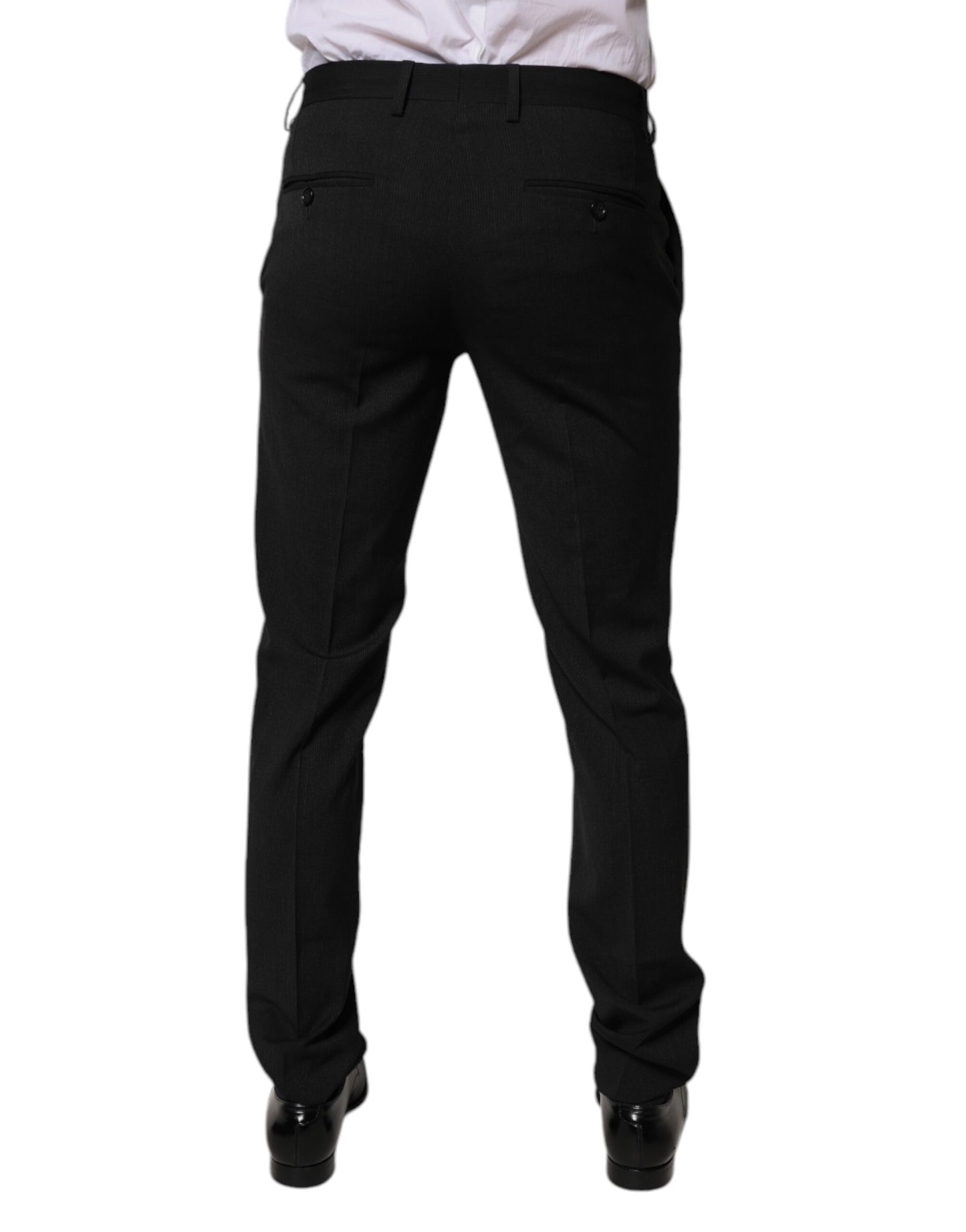 Black Polyester Tapered Formal Men Dress Pants